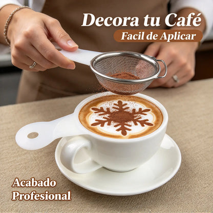 💖Un juego de 19 piezas por solo 23 euros☕✨19 elegantes moldes para hornear pasteles de café con arte latte