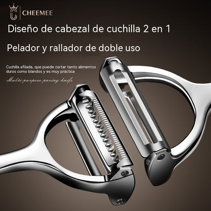 【Compra 1 y llévate 1 gratis】Pelador multifuncional 5 en 1 de acero inoxidable para uso en la cocina.