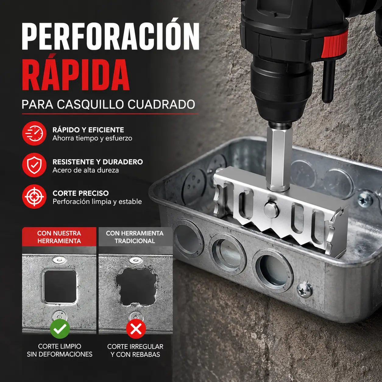 💥 Perforación rápida para casquillo cuadrado