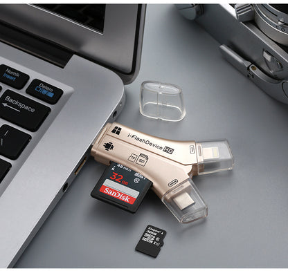 💖🏆📱Transferencia multimedia 4 en 1 con memoria: lector de tarjetas multifuncional para teléfono móvil
