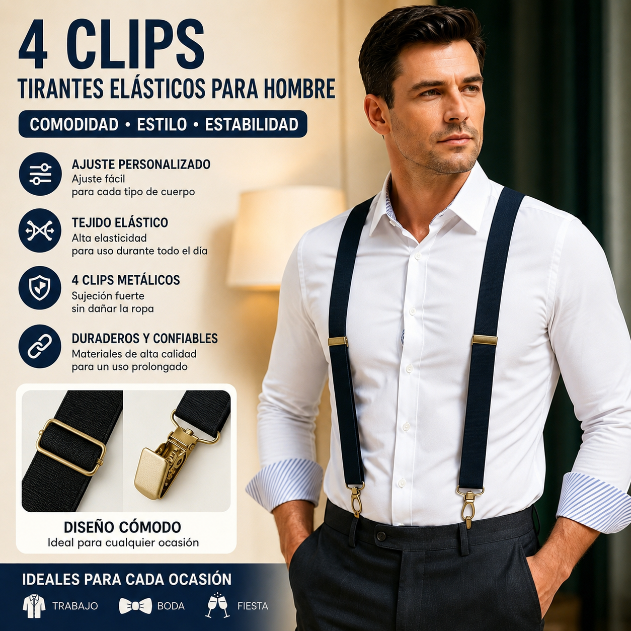 📢📢 ¡50% DE DESCUENTO! ⏰ Tirantes cruzados para hombre con ganchos