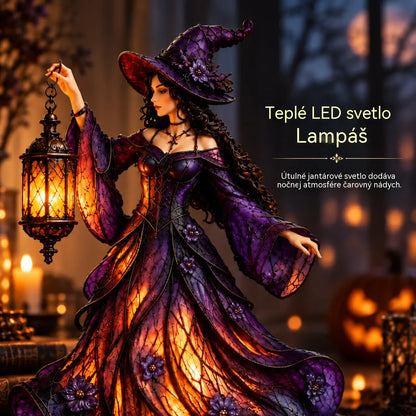 🧙‍♀️ Gotická figúrka halloweenskej čarodejnice s LED lampášom 🧙‍♀️