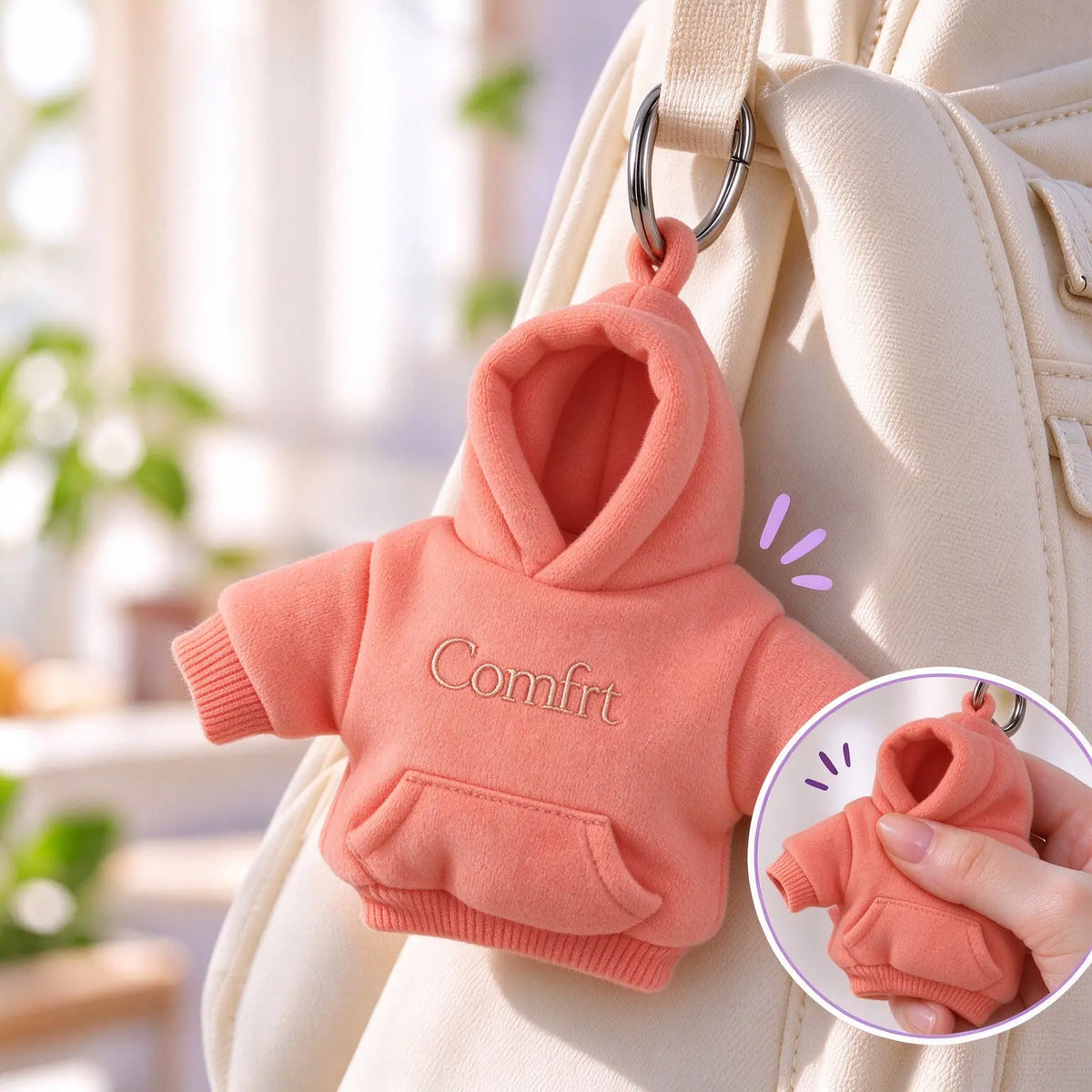 👕🧶 Llavero de edición limitada: mini pelota antiestrés con diseño de sudadera con capucha ✨