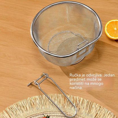 🍲Mrežasta košara-cjedilo od nehrđajućeg čelika sa sklopivom ručkom