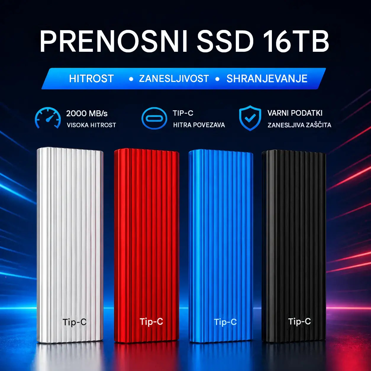 🏆Časovno omejena ponudba⚡ 🔥16TB prenosni mini SSD disk visoke zmogljivosti tipa C