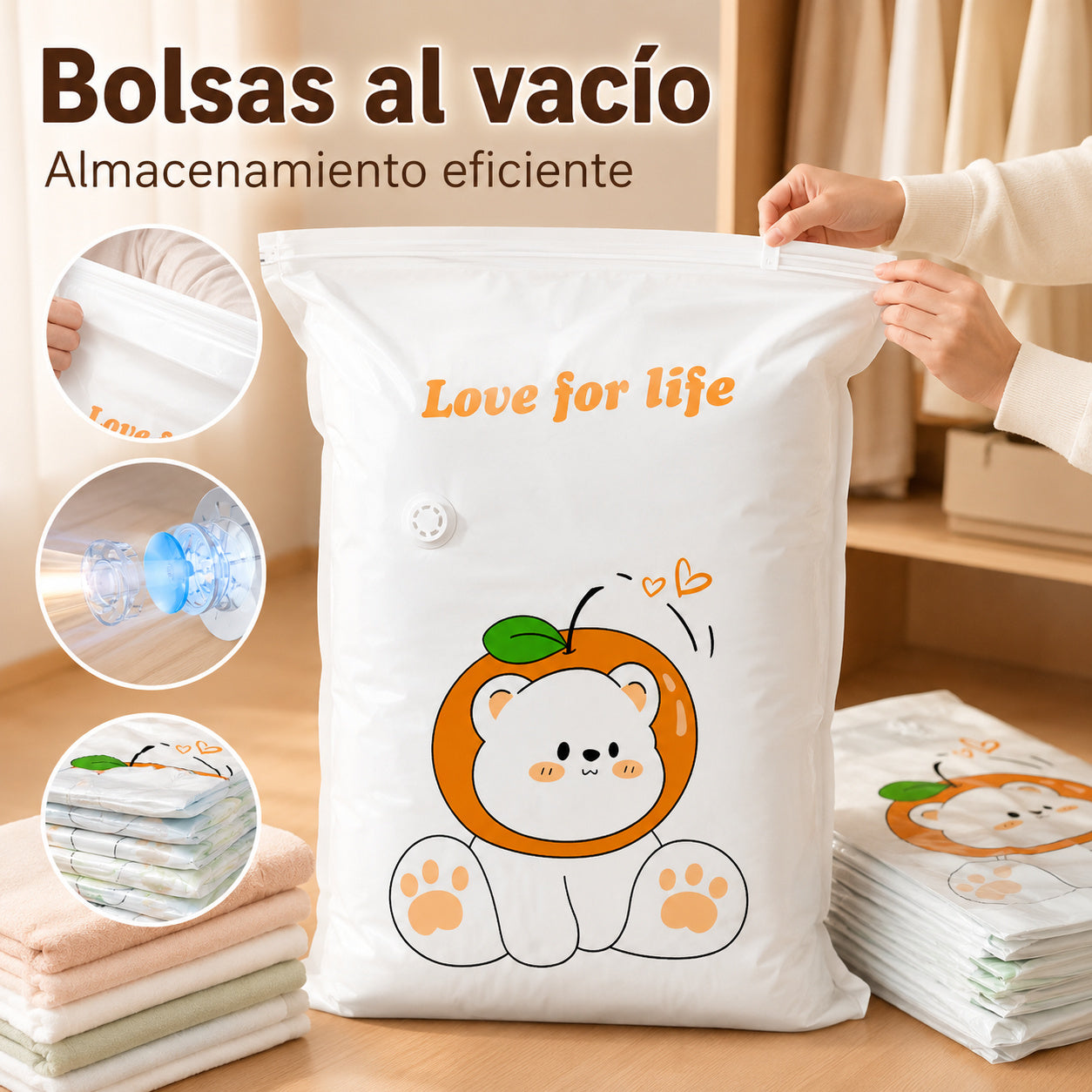 【 5 artículos por 27 euros 】 Bolsa de almacenamiento al vacío grande y compresible: no requiere bomba, es a prueba de fugas e ideal para ahorrar espacio en maletas y en casa