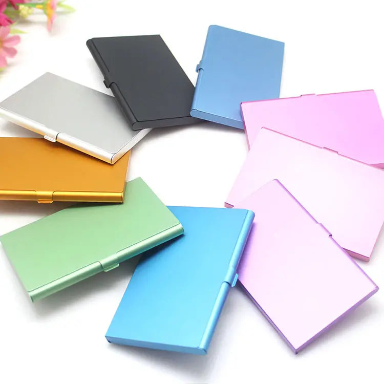 🔥【Juego de 9 piezas】Solo 30 euros💼Tarjetero portátil de aleación de aluminio con tapa abatible y colores vivos！