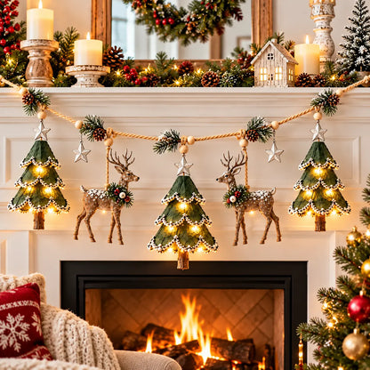 🌲🦌Guirnalda navideña luminosa con motivos de bosque✨