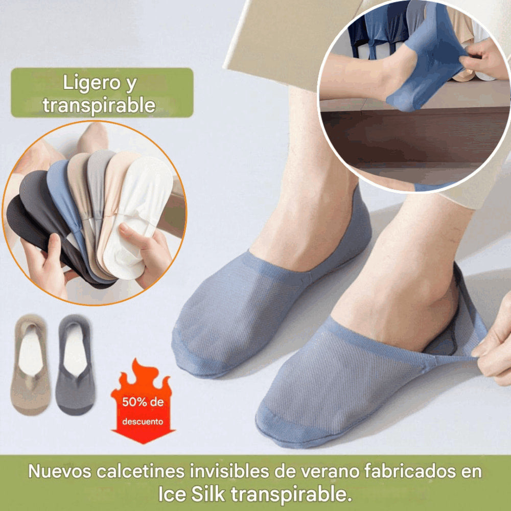 [8 pares por 28 euros]Calcetines cortos de corte bajo de seda helada nuevos para hombre, resistentes a los olores y que absorben el sudor, transpirables y antideslizantes.