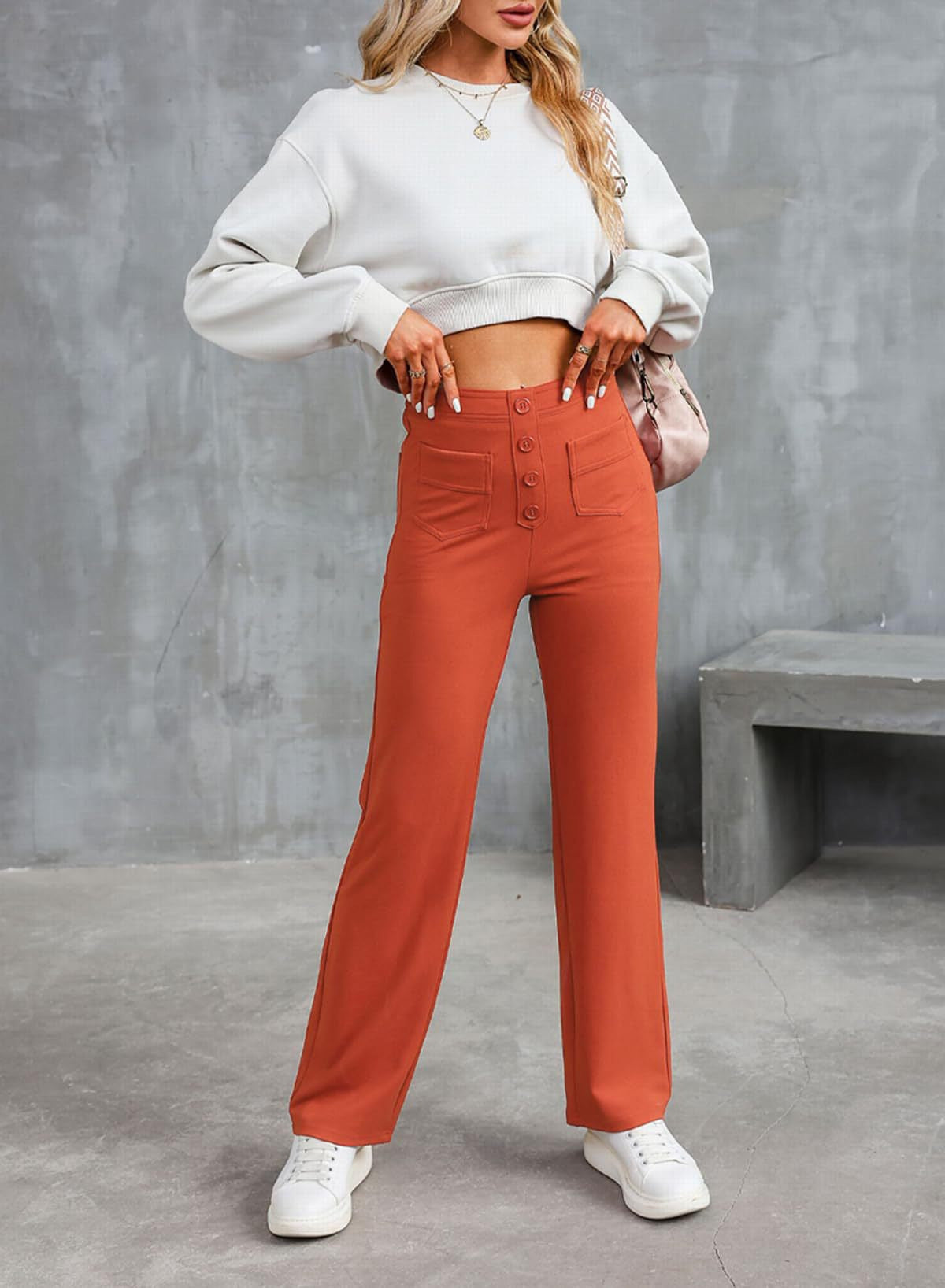 【M-2XL】Pantalones rectos casuales de cintura alta para mujer, moda 2026