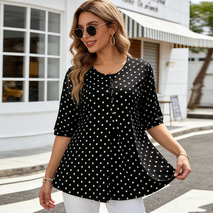 💞【L-5XL】Nueva camisa de lunares con estampado de otoño 2026