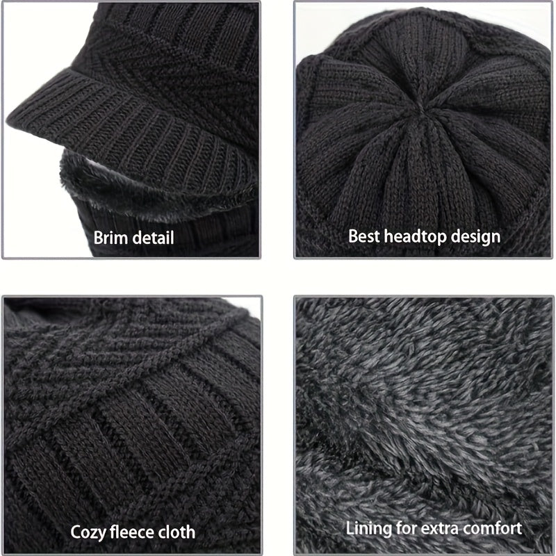 Gorro de lana grueso de una sola pieza, resistente al viento, para exteriores.