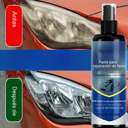 🚗💡Spray restaurador de faros: Compra 1 y llévate 1 gratis!elimina la neblina amarillenta, restaura la claridad y el brillo. Conducción nocturna más segura, toalla incluida. ✨🛡️