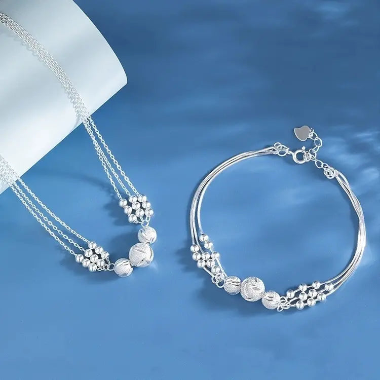 🔥Venta caliente🔥 ✨【Collar + Pulsera】Conjunto de Joyería de Plata 925 con Grabado Elegante 💎