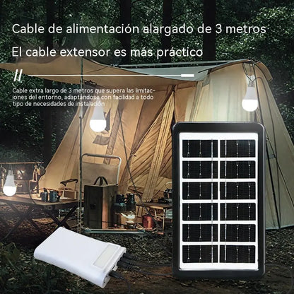 ☀️Sistema de energía solar portátil: ¡proporciona una fuente de energía continua tanto en casa como en aventuras al aire libre! ✨🔋【Panel solar + almacenamiento de energía de 3600 mAh + sistema de 3 luces】