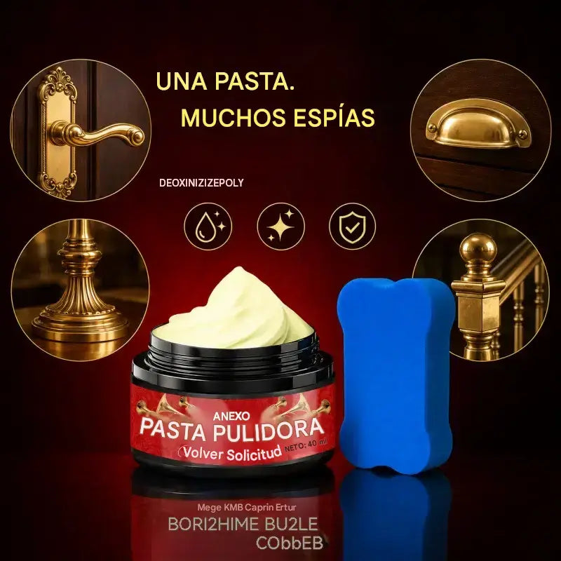 [3 Botellas] Pasta para pulir metales (con esponja)