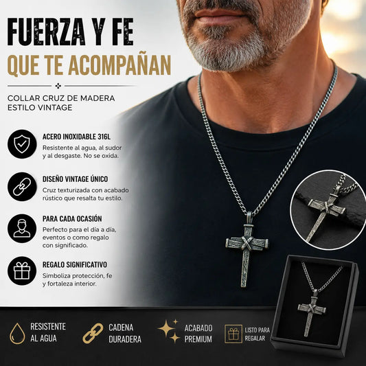 50%OFF📢✝Collar con colgante de cruz de clavos estilo vintage para hombre