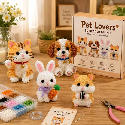 🏆Oferta por tiempo limitado🧵✨ Kit de manualidades que incluye pequeños animales 3D y cuentas