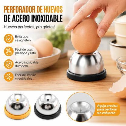 (Paquete de 2) 🥚 Perforador de huevos – Cuece huevos a la perfección fácilmente – Cuenta con cierre de seguridad y fabricación en acero inoxidable 304.