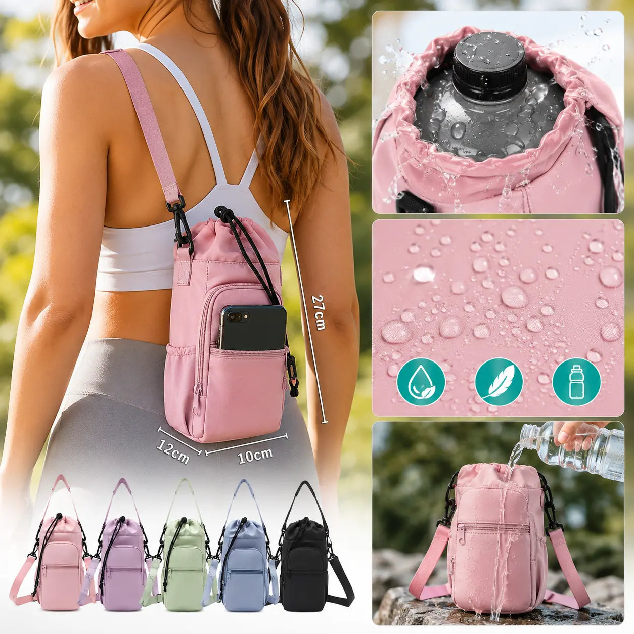 🏆 ¡Último día de la oferta especial! 🚶 Bolsa para botella de agua con bolsillo para el teléfono