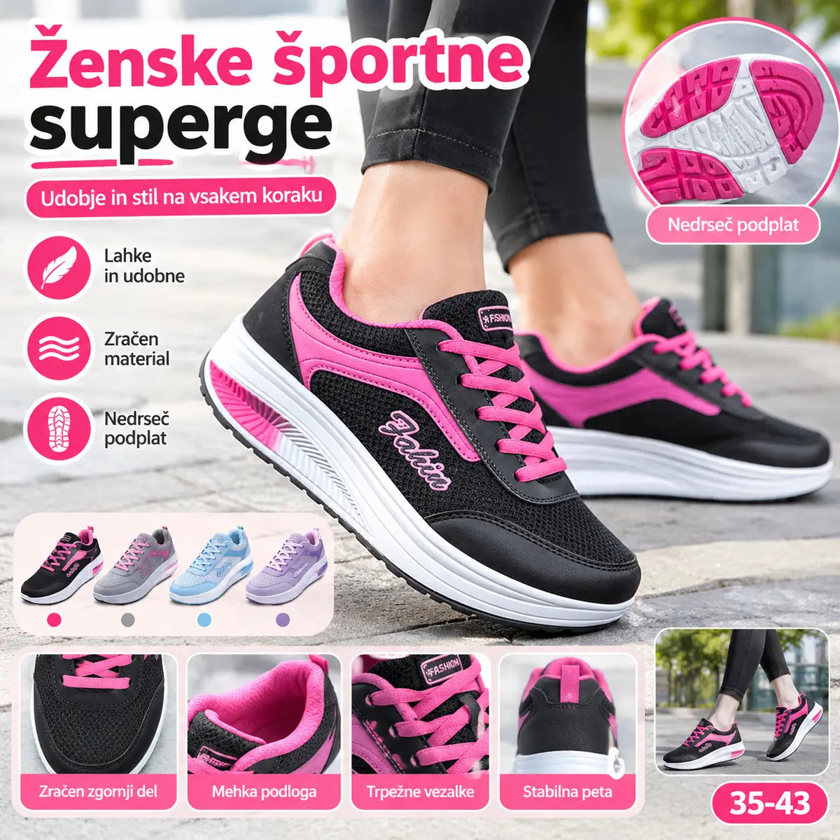 【35-43】Nove ženske modne, sproščene in športne superge za jesen in zimo – nedrseče in udobne.