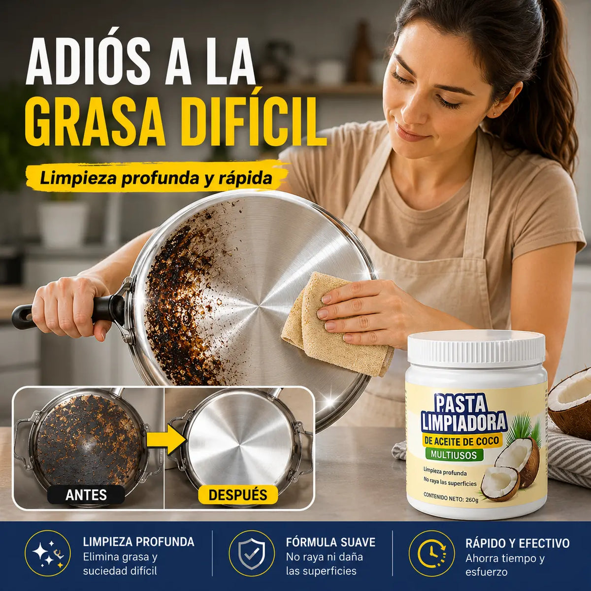 【2 pieza】Crema limpiadora doméstica multifuncional para limpiar aceite, óxido y sarro.