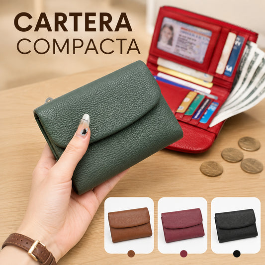 [Último día de promoción]Cartera unisex Pebble de piel auténtica con protección RFID