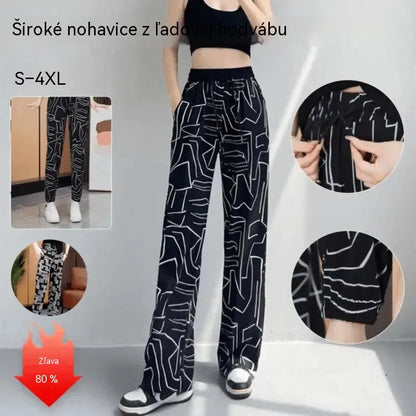 🔥【40 – 100 kg】Voľné nohavice s vysokým pásom z materiálu „ice silk“ – jar/leto 2026