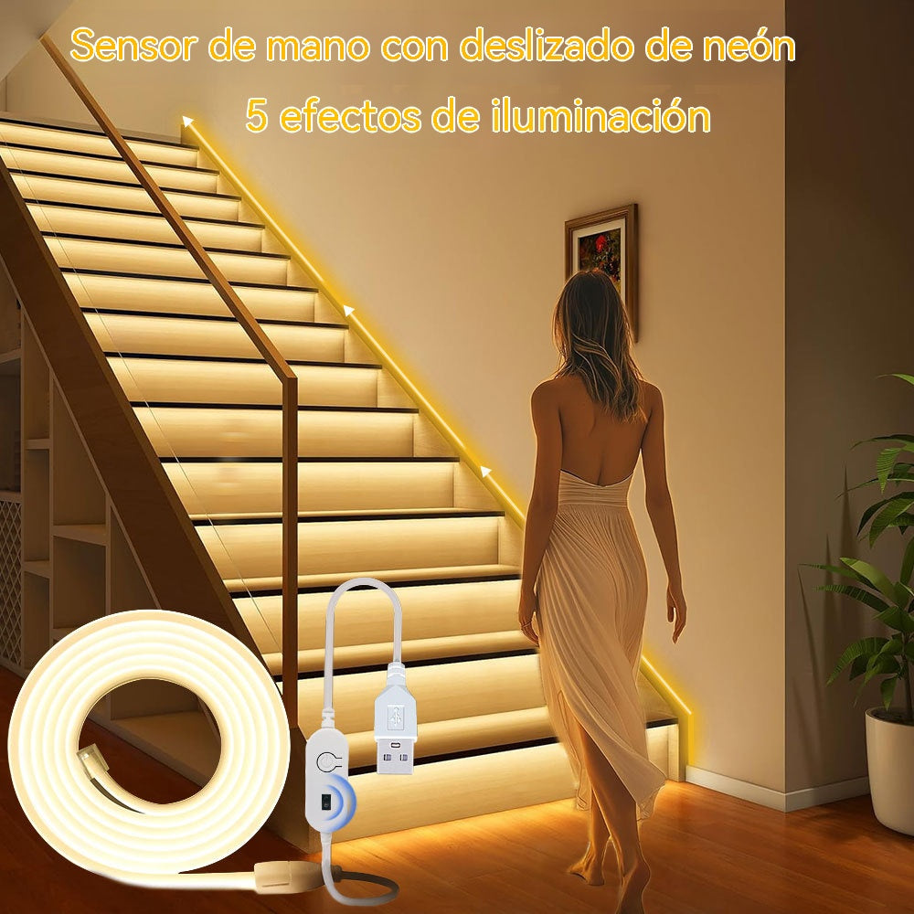 【2M】Tira de luces LED con sensor inteligente y sistema de iluminación automática, con adhesivo USB, ideal para cocinas, dormitorios y escaleras.