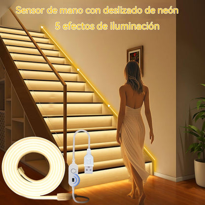 【2M】Tira de luces LED con sensor inteligente y sistema de iluminación automática, con adhesivo USB, ideal para cocinas, dormitorios y escaleras.