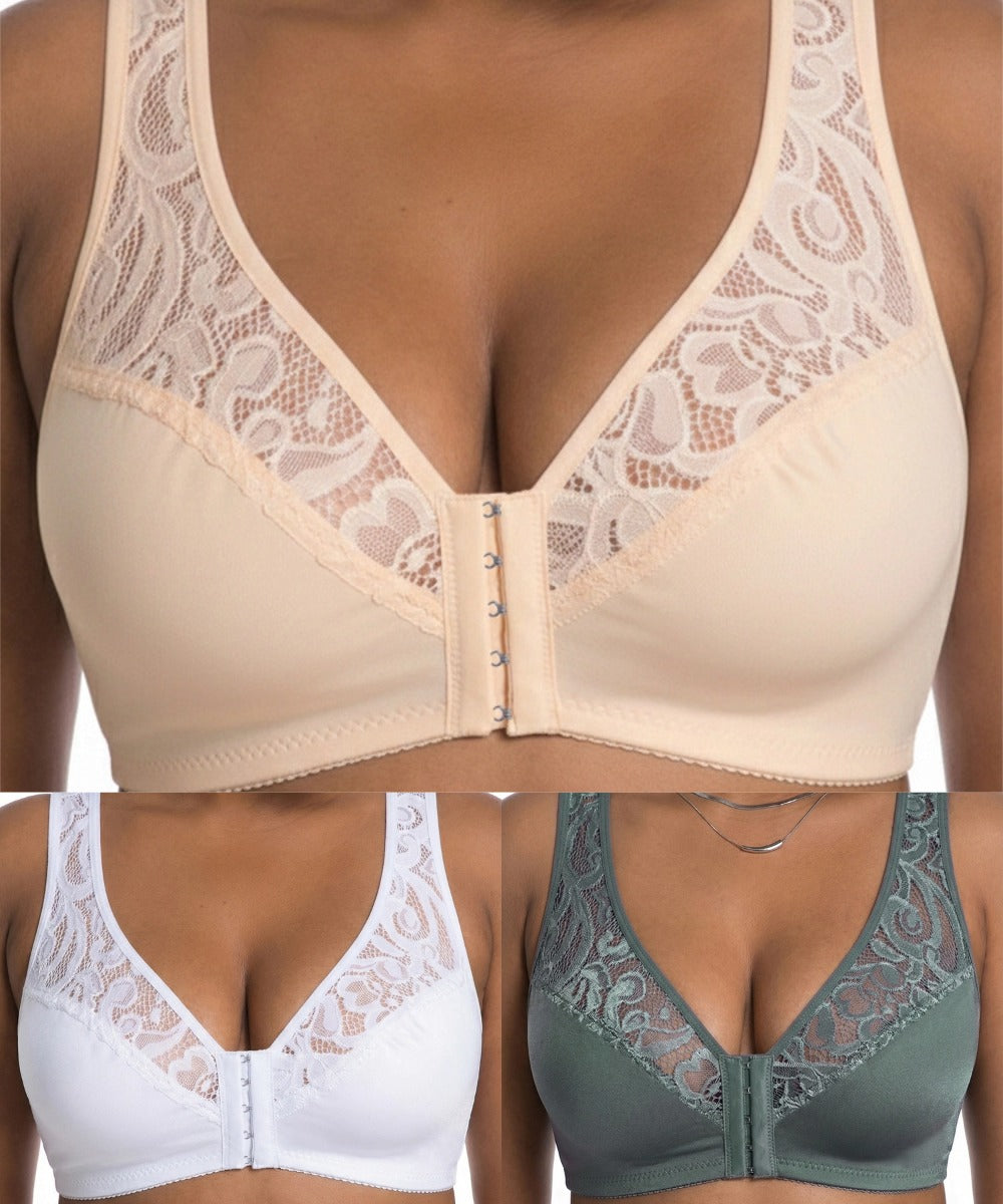 💕 Zadnji dan - 50 % popusta【3-delni komplet】【L-4XL】😍 push-up modrček z žico za večje velikosti, brezšiven dizajn z zapenjanjem spredaj, plačilo po povzetju