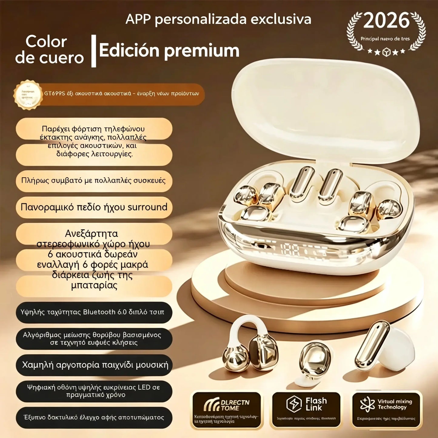 Auriculares inalámbricos GT699S 6 en 1 con múltiples estilos y estuche de emergencia ✨