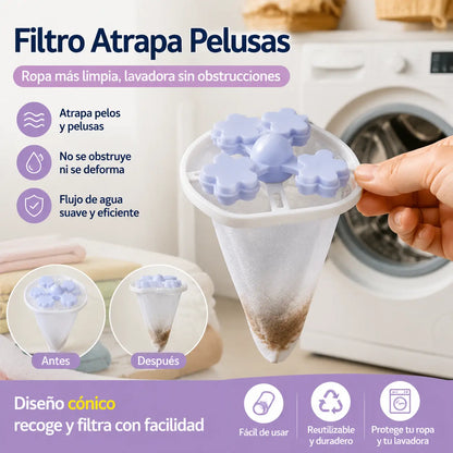 🌀6 piezas 25€✨ Filtro Flotante para Lavadora – Atrapa Pelusas, Cabellos y Pelos de Mascota en Cada Lavado 🧺