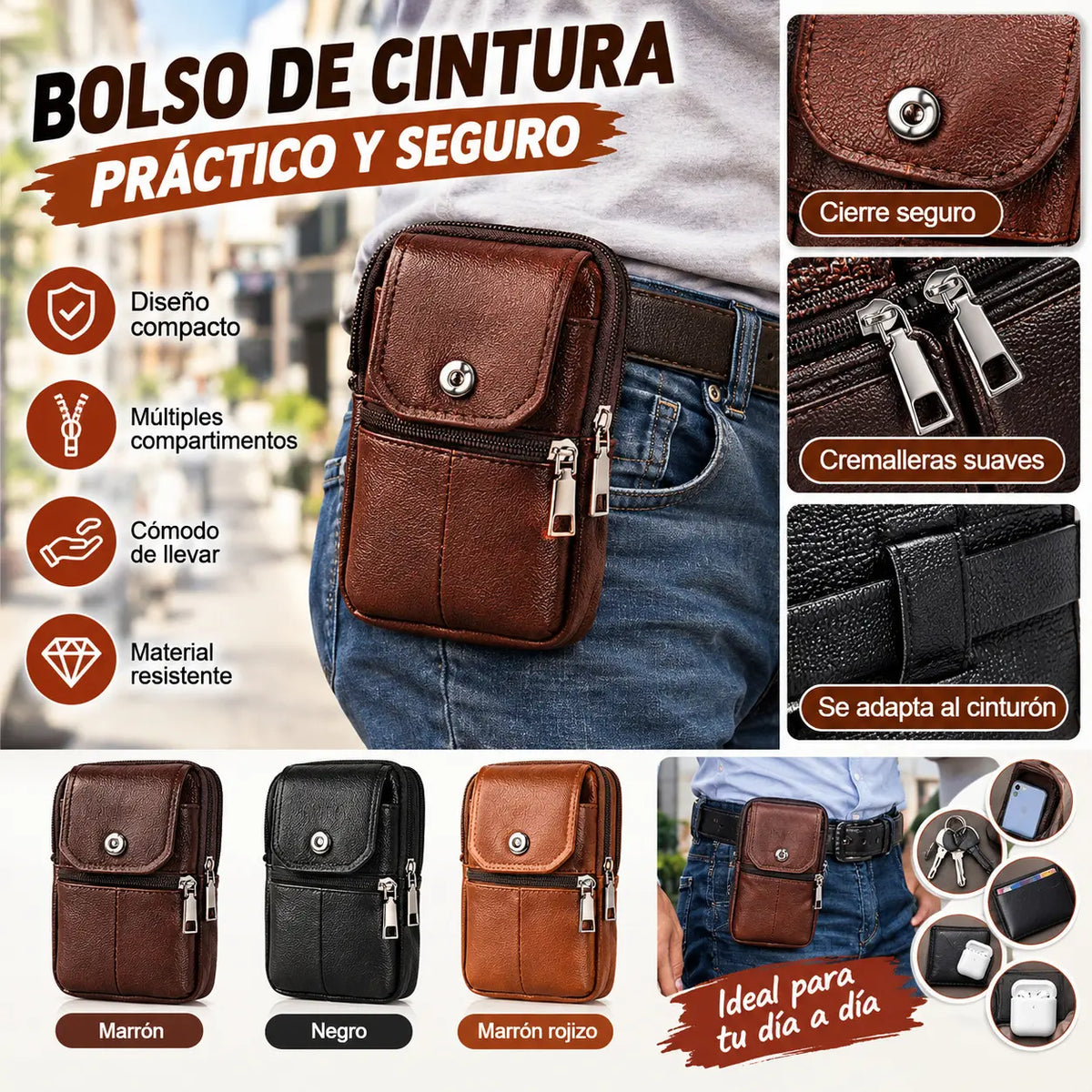 🔥Bolsa de teléfono multifuncional para hombre,Bolsa de cintura de gran capacidad para hombre