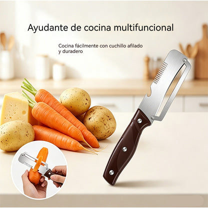 🔥3 artículos por solo 24 euros🧅🔪 Pelador de cocina multifuncional 3 en 1: ¡Pela, corta y abre tapones de botellas!