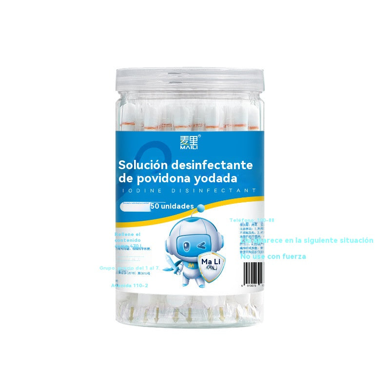 🔥❤️【Compra 1 y llévate 1 gratis】Hisopos de algodón desinfectantes con yodo, hisopos de algodón desechables para desinfección y limpieza de heridas