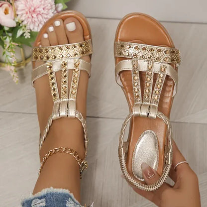 🌟[50%OFF]👡[34-43] Verano 2026Nuevas sandalias de cuña con diamantes de imitación para mujer