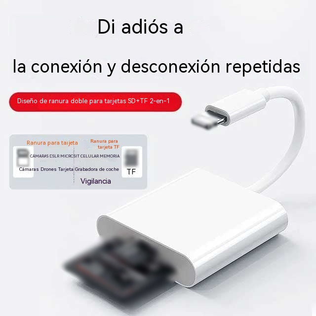 📸📱Lector de tarjetas de doble puerto compatible con teléfonos Apple, tarjetas SD y cámaras con conectividad Tipo-C.