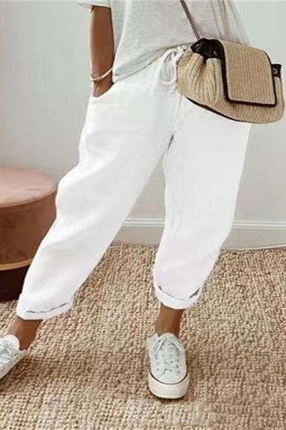 ☀️REBAJAS DE VERANO 50% DE DESCUENTO😍 Capris casuales de algodón y lino para mujer: transpirables, cómodos y con un estilo chic sin esfuerzo.