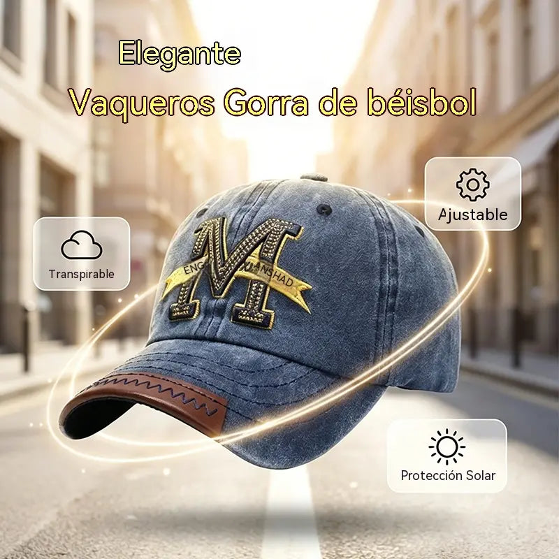 Gorra de béisbol elegante en denim lavado
