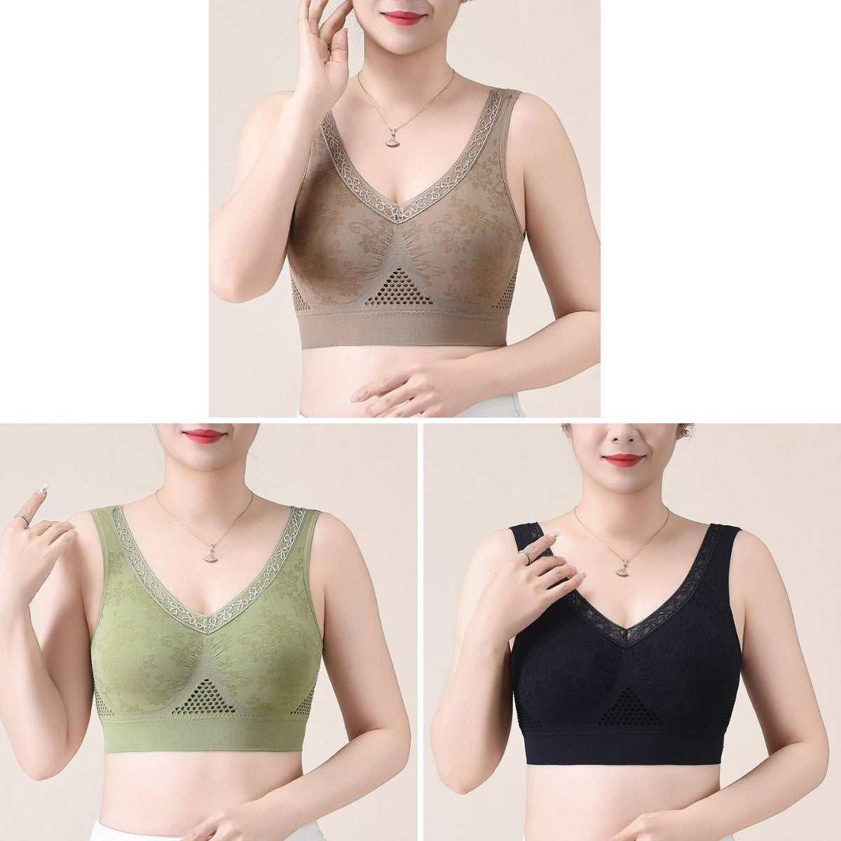 😍M-3XL【Paquete de 3】Nuevo sujetador deportivo para mujer, con sujeción integral, alta elasticidad, transpirable y cómodo.❤️【40-95 kg】