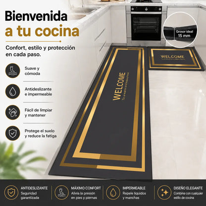 【1 juego de 2 piezas：40*60cm+40*120cm】💥Alfombra antideslizante y absorbente🦶