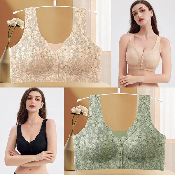😍Compra 1 y llévate 1 gratis❤️【40-100 kg】2026 Nuevo sujetador de cierre frontal sin aros para mujer, tirantes sin costuras, push-up y antiflacidez-