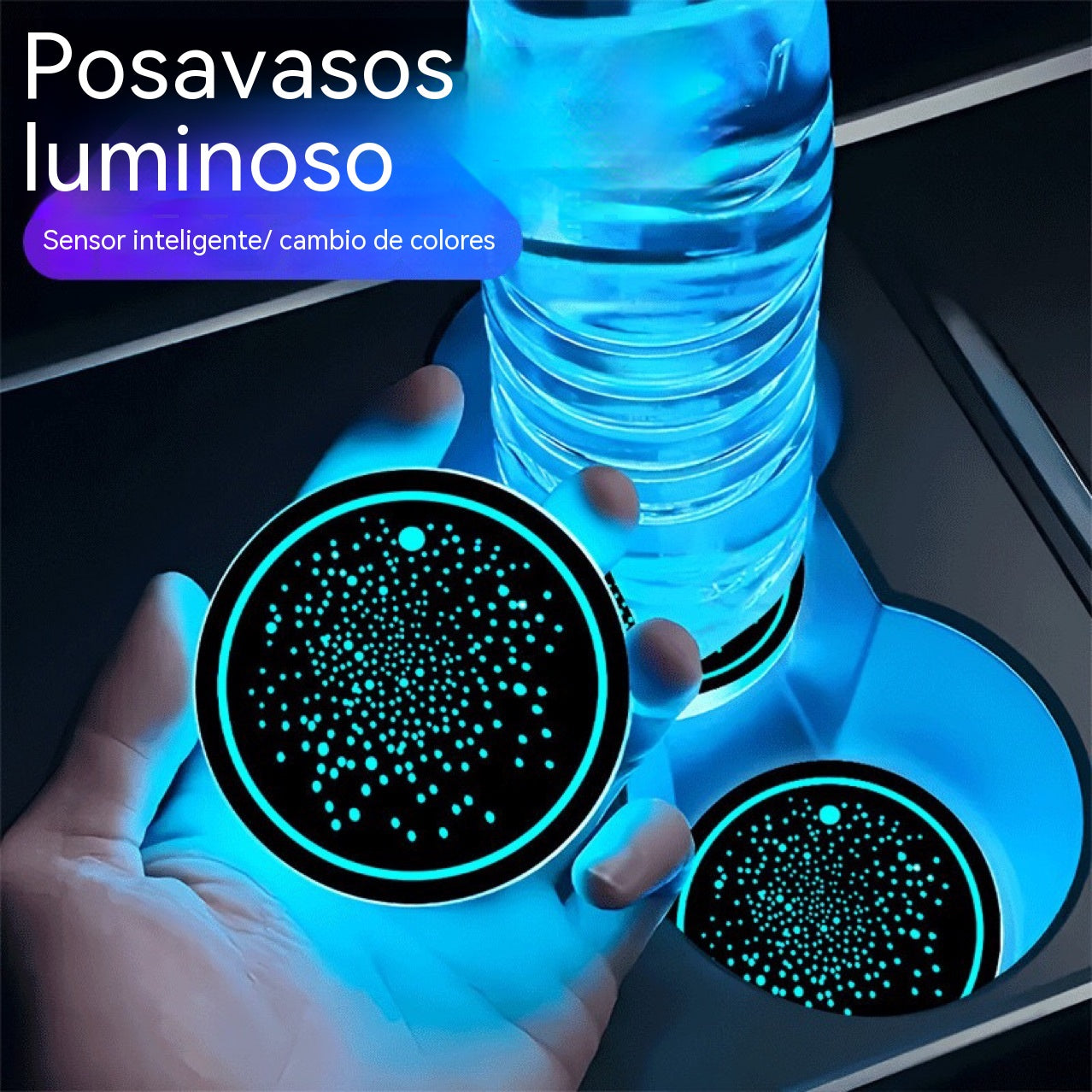 【3 artículos por 27 euros】🚗💡Posavasos coloridos para el interior del coche con luces LED