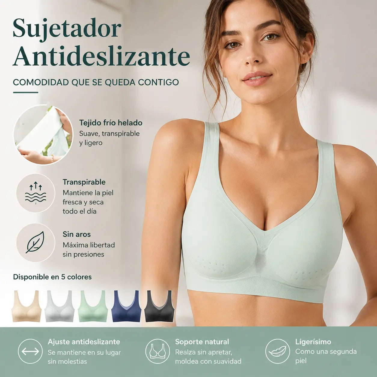 【1 juego de 3 piezas】🌸【40-120 kg】2026, sujetador push-up de seda helada sin costuras