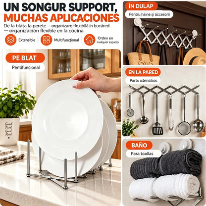 🍽️✨ Escurridor de Platos Extensible de Acero Inoxidable 430 | Organizador Plegable para Platos y Tapas de Olla | Rejilla de Drenaje para Fregadero 🍳