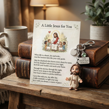 Un pequeño Jesús para ti: un entrañable set de regalo con llavero y tarjeta con poema.🙏💌🌟