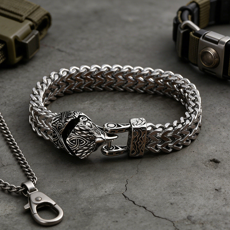 [Oferta especial de último día] Pulsera de hombre estilo retro punk con cabeza de serpiente y calavera.