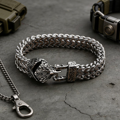 [Oferta especial de último día] Pulsera de hombre estilo retro punk con cabeza de serpiente y calavera.