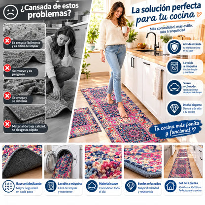 🧽 (40*60 cm + 40*120 cm)2 piezas 29€✨ Alfombra de cocina de diatomita antideslizante súper absorbente
